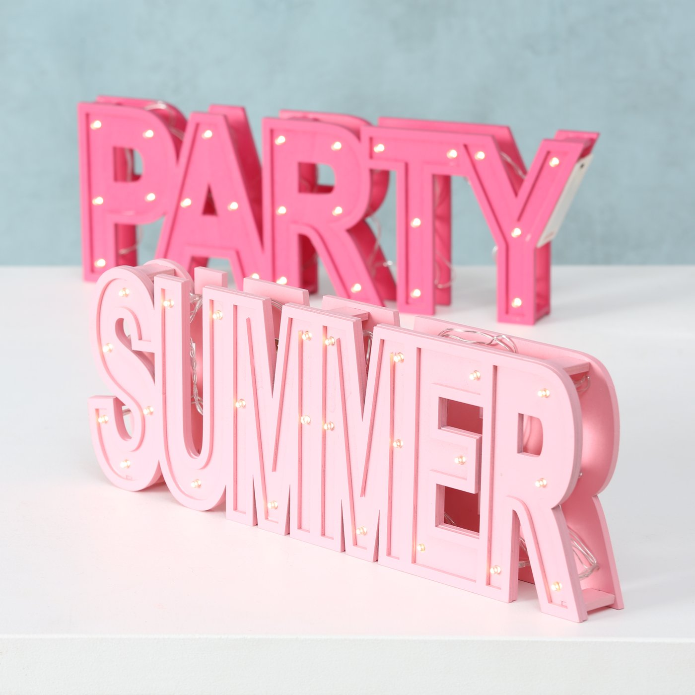 1020669-2 Boltze LED Aufsteller Schriftzug Summer Party rosa pink, 1020669, 4020607725270