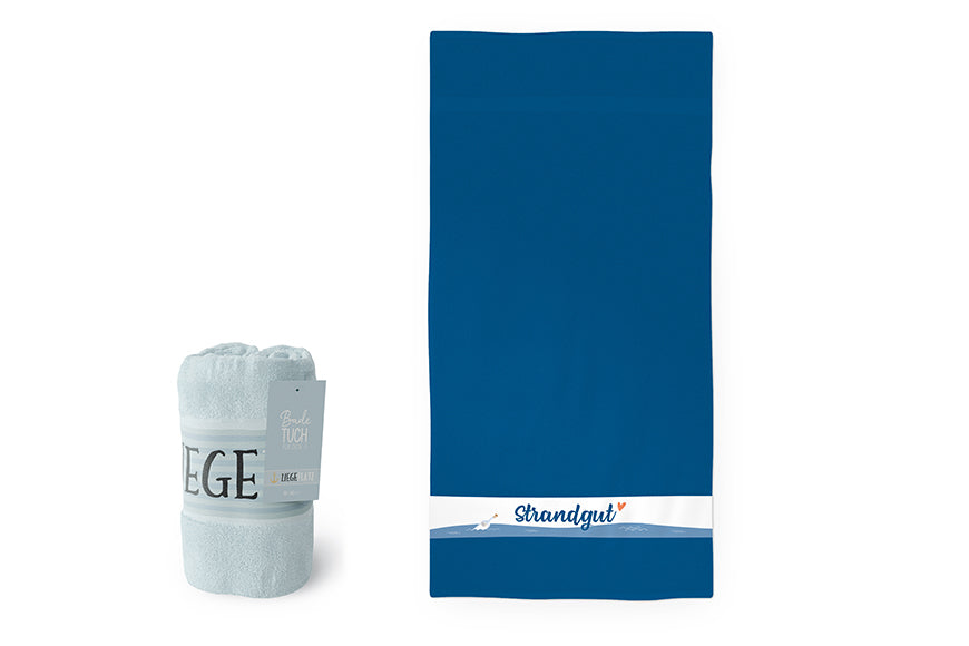 379824 Geschenk für Dich Badetuch blau mit Aufschrift Strandgut, Duschtuch Strandtuch