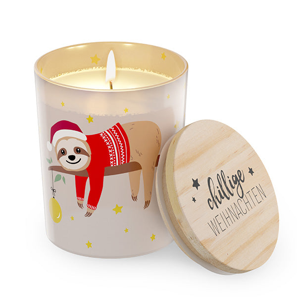 651163 Geschenk für Dich Vanille Duftkerze Chillige Weihnachten Motiv Faultier