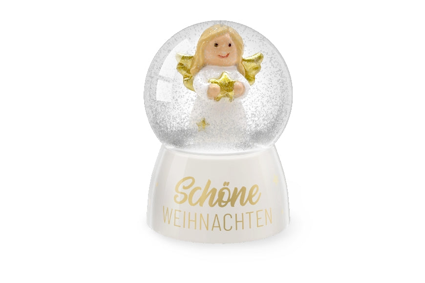 Geschenk für Dich Glitzerkugel Schöne Weihnachten mit Engel, Schneekugel