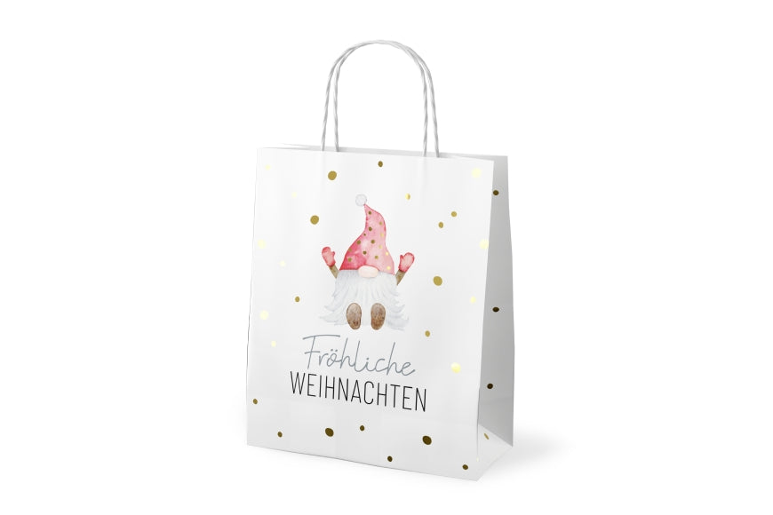 991173 Geschenk für Dich Geschenktüte mit Wichtel und Schriftzug Fröhliche Weihnachten, 4027268334827