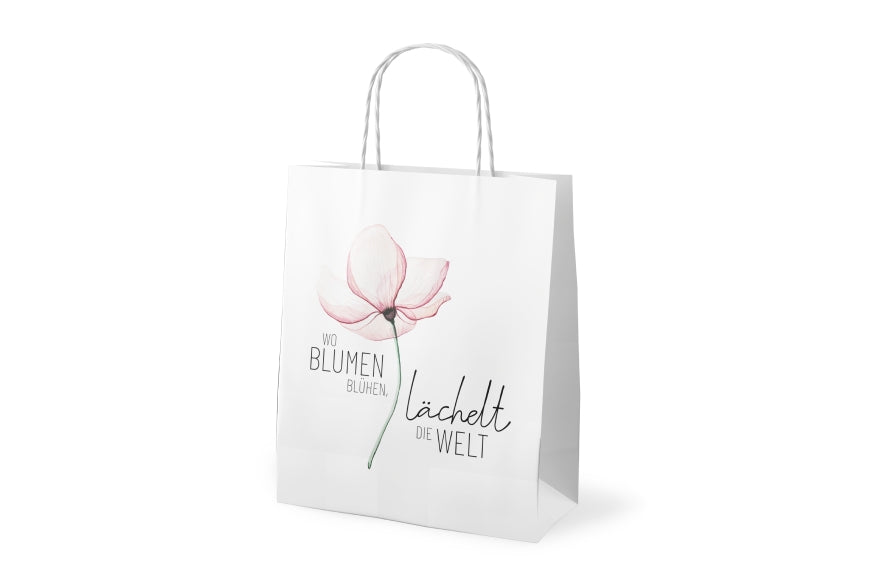 991593 Geschenktüte Wo Blumen blühen, lächelt die Welt von Geschenk für Dich, 4027268334421