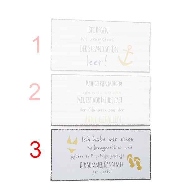 1013942-3 Schild mit Spruch Ich habe mir einen Rollkragenbikini und gefütterte Flip-Flops gekauft. Der Sommer kann mir gar nichts!, Sprüche Schilder von Boltze
