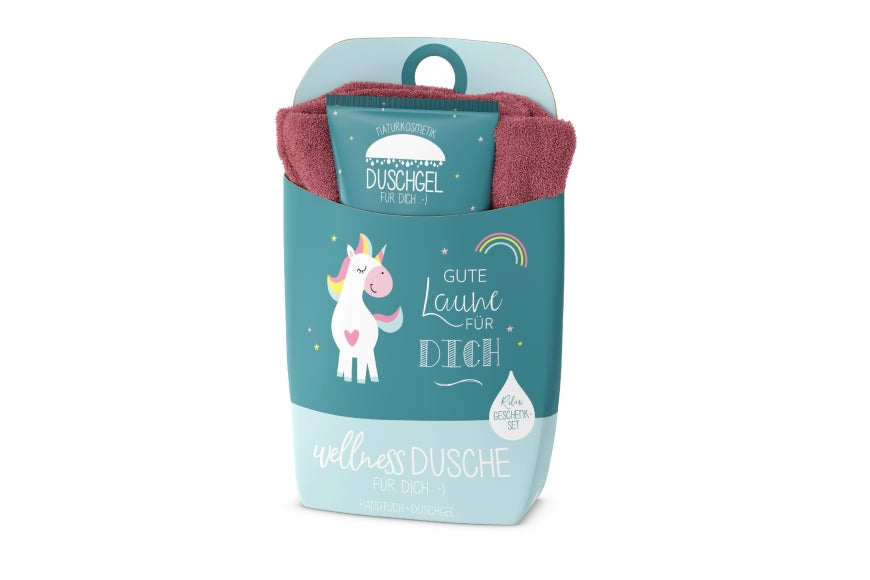 108582 Wellness Dusche Geschenkset mit Einhorn, Wellnessdusche Gute Laune für Dich,4027268336470