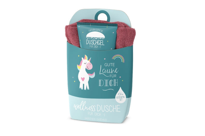 108582 Wellness Dusche Geschenkset mit Einhorn, Wellnessdusche Gute Laune für Dich,4027268336470