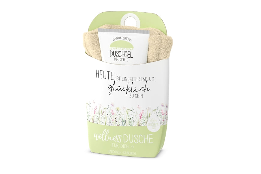 108592 Wellnessdusche Geschenkset Heute ist ein guter Tag, um glücklich zu sein von Geschenk für Dich, 4027268336494