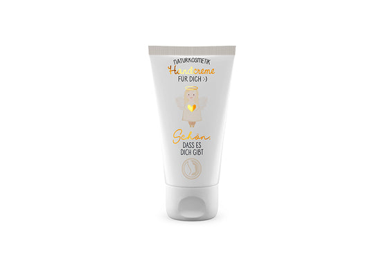 Naturkosmetik Handcreme mit Aufschrift Schön, dass es Dich gibt von Geschenk für Dich, Engel-Motiv & Herz