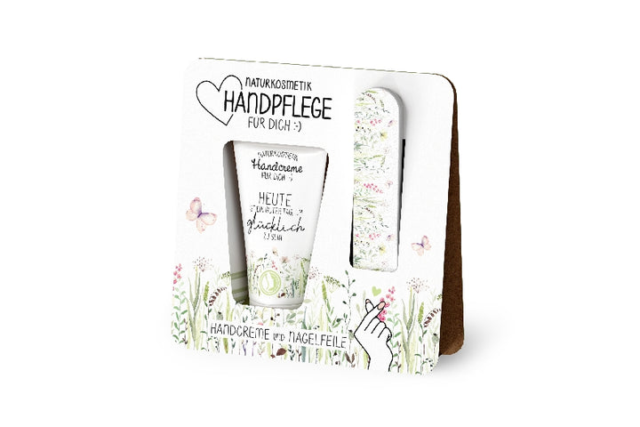 119592 Naturkosmetik Handpflegeset Handcreme mit Nagelfeile Heute ist ein guter Tag um glcklich zu sein von Geschenk fr Dich
