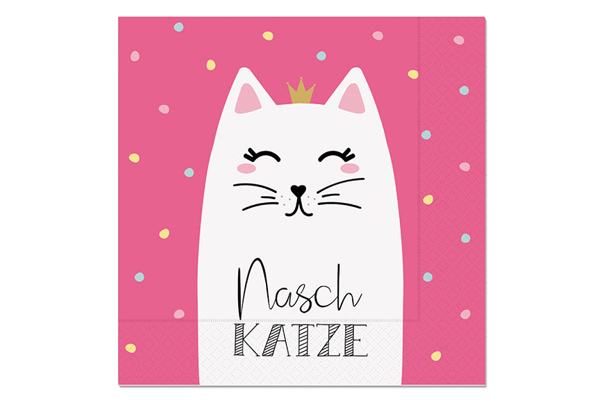 130581 Geschenk für Dich Papier Servietten mit Aufschrift Naschkatze - Motiv Katze