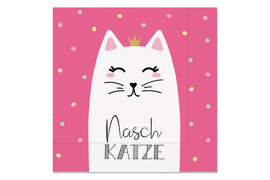 130581 Geschenk für Dich Papier Servietten mit Aufschrift Naschkatze - Motiv Katze