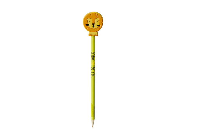 182334 Geschenk für Dich Bleistift Vierfarbstift  mit Aufschrift Mutig und Wild und Löwen Topper