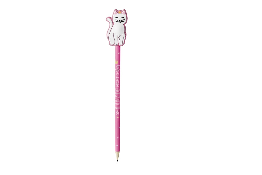 183581 Geschenk für Dich Bleistift mit Aufschrift Sei einzig, nicht artig und Katze als Topper