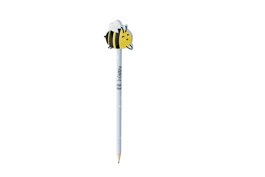 183589 Geschenk für Dich Bleistift mit Aufschrift Be happy und Biene als Topper