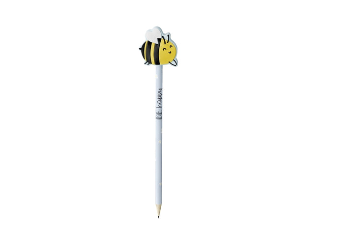 183589 Geschenk für Dich Bleistift mit Aufschrift Be happy und Biene als Topper