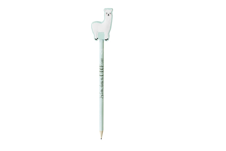 183673 Geschenk für Dich Bleistift mit Aufschrift Schön, dass es Dich gibt und Lama als Topper