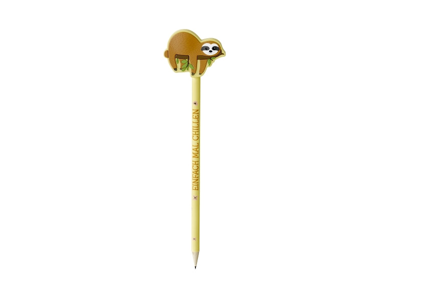 183677 Geschenk für Dich Bleistift mit Aufschrift Einfach mal chillen und Faultier als Topper
