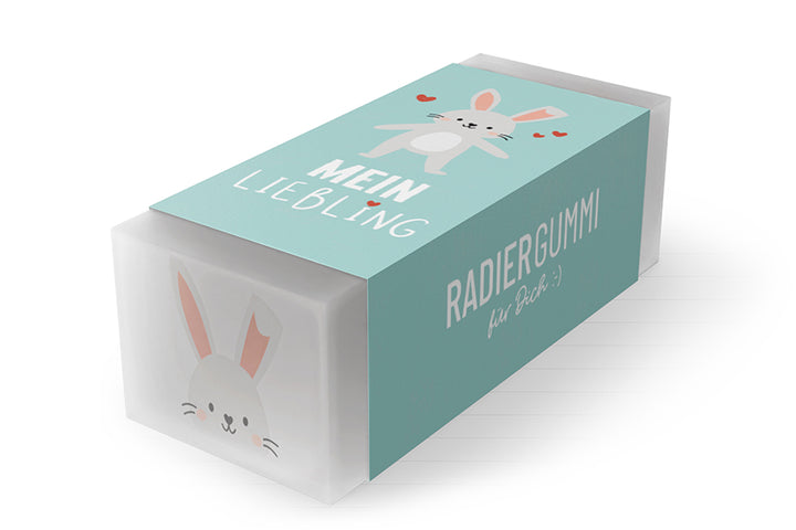 184382 Geschenk für Dich Radiergummi Hase mit Aufschrift Mein Liebling