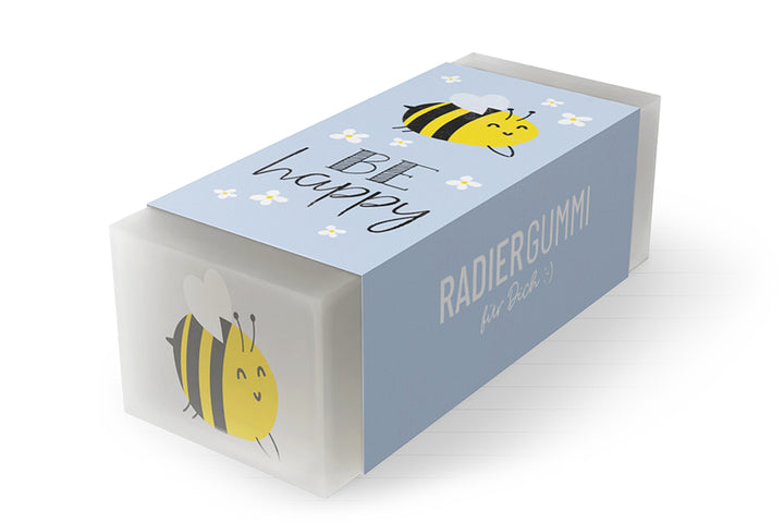 184589 Geschenk für Dich Radiergummi Biene mit Aufschrift Be happy