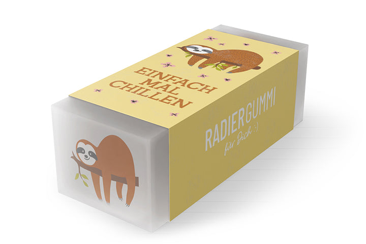 184677 Geschenk für Dich Radiergummi Faultier mit Aufschrift Einfach mal chillen
