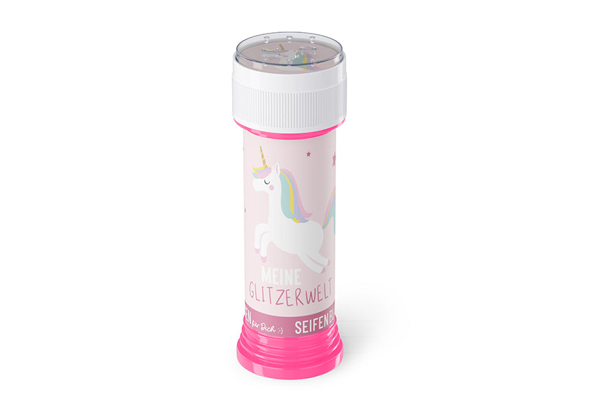 186331 Geschenk für Dich Seifenblasen Einhorn mit Aufschrift Meine Glitzerwel