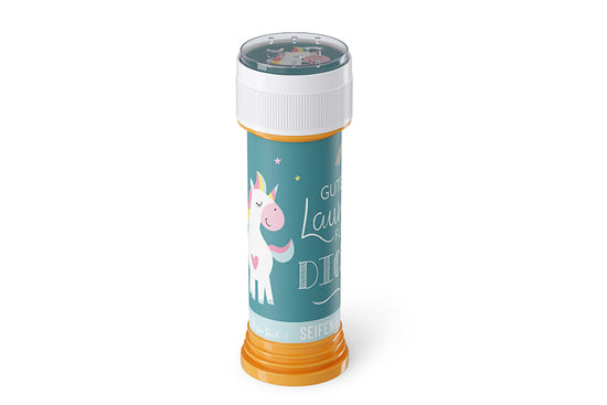 186582 Geschenk für Dich Seifenblasen Einhorn mit Aufschrift Gute Laune für Dich