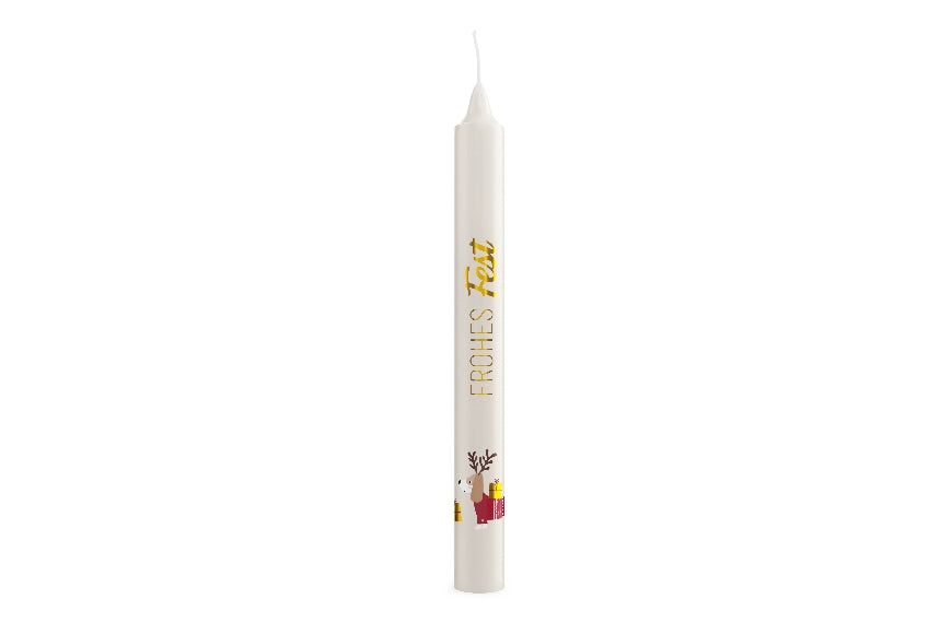 Stabkerze „Frohes Fest“ von Geschenk für Dich: Kerze mit süßem Weihnachts-Dackel-Motiv