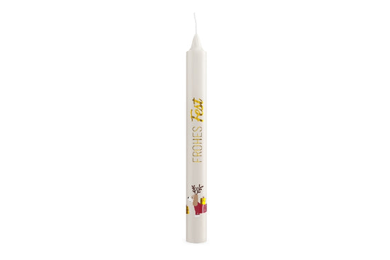 Stabkerze „Frohes Fest“ von Geschenk für Dich: Kerze mit süßem Weihnachts-Dackel-Motiv
