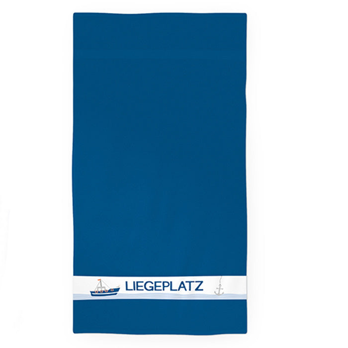 379821 Geschenk für Dich Badetuch dunkelblau mit Aufschrift Liegeplatz, Duschtuch Strandtuch, 4027268321339