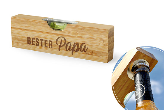 393755 Geschenk für Dich Bierbuddy Bester Papa, Wasserwaage mit Flaschenöffner Öffner Bieröffner, cooles Männergeschenk
