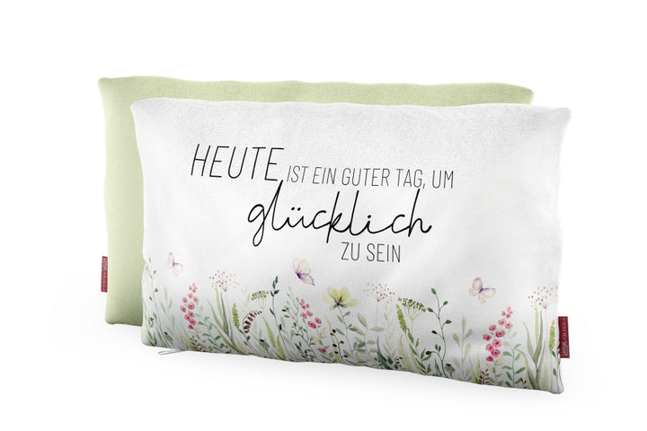396592, Kissen Heute ist ein guter Tag, um glücklich zu sein von Geschenk für Dich, Reiskissen, Kuschelkissen, 4027268338689