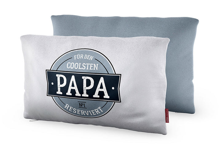 396756-1 Geschenk für Dich Kissen mit Aufschrift Für den coolsten Papa reserviert, Kuschelkissen