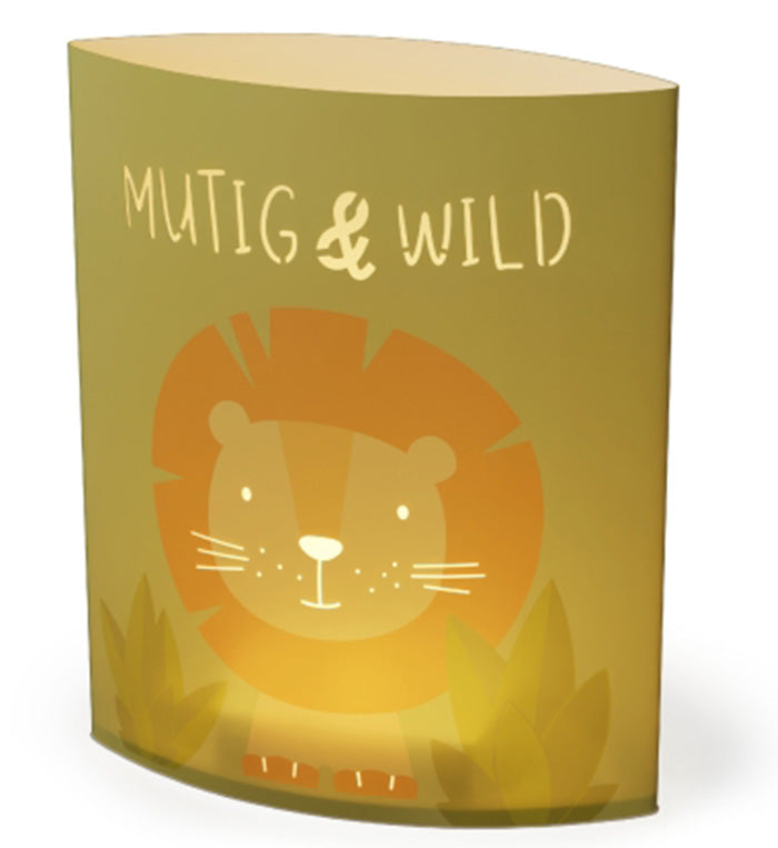 629334 LED Kinder Nachtlicht Mutig und Wild mit Löwen Motiv, Einschlaflicht Poesielicht von Geschenk für Dich, 4027268339730