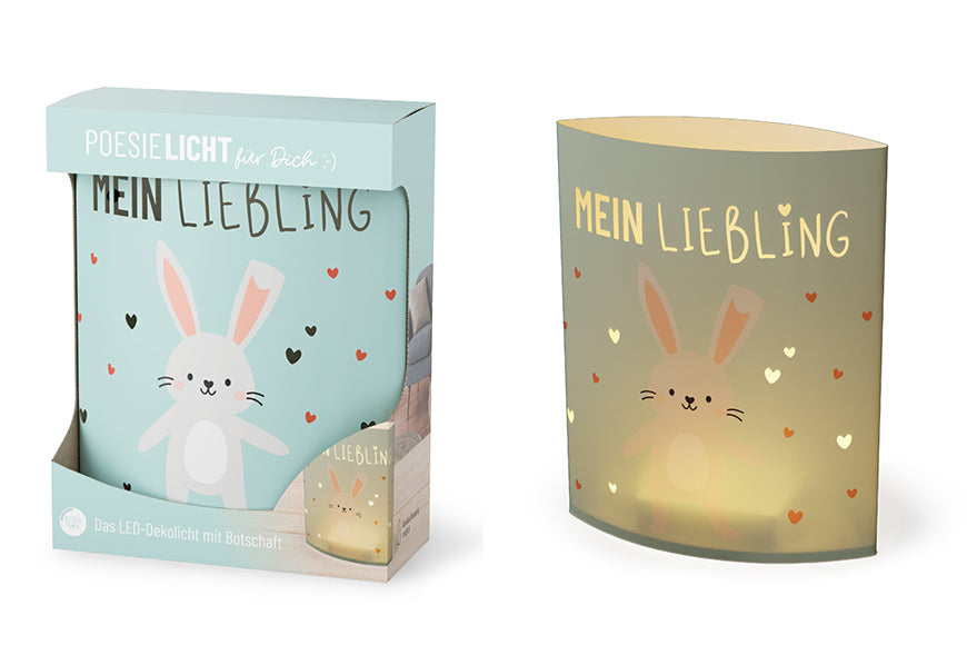 629382 Geschenk für Dich Poesielicht Mein Liebling, Nachtlicht mit süßen Hasen Motiv, Kindernachtlicht