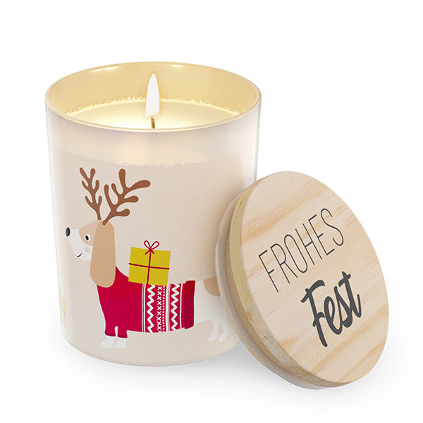 651162 Geschenk für Dich Vanille Duftkerze Frohes Fest mit Dackel Motiv
