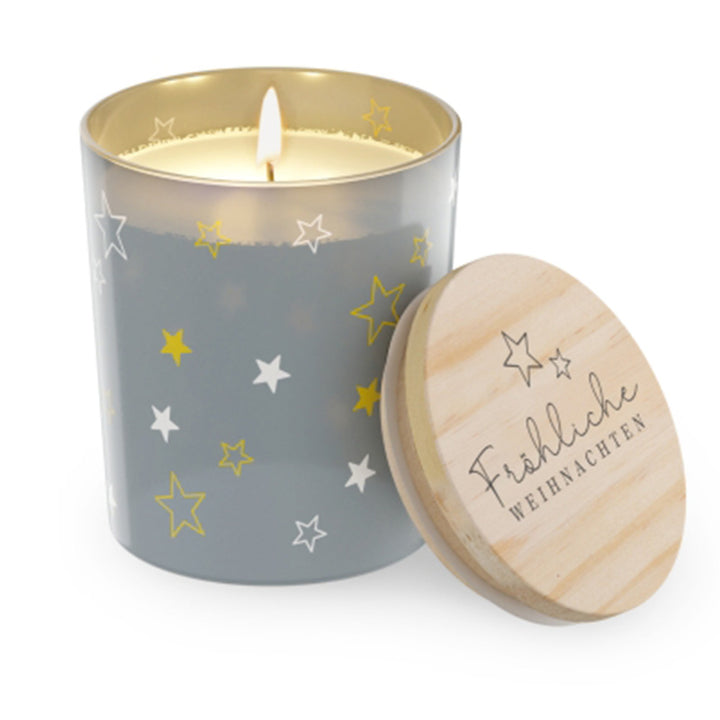 651195-1 Weihnachtliche Duftkerze Fröhliche Weihnachten mit Vanilleduft von Geschenk für Dich, 4027268334179