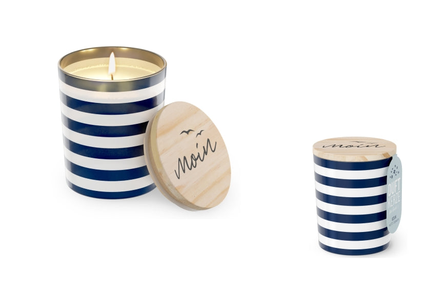 651842 Geschenk für Dich Ocean Duftkerze mit Spruch Moin, 4027268333981, Maritimes Windlicht