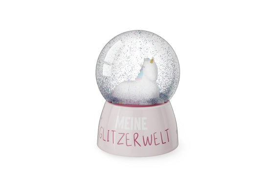 700331 Geschenk für Dich Glitzerkugel Einhorn Meine Glitzerwelt, Schneekugel Unicorn, 4027268335800