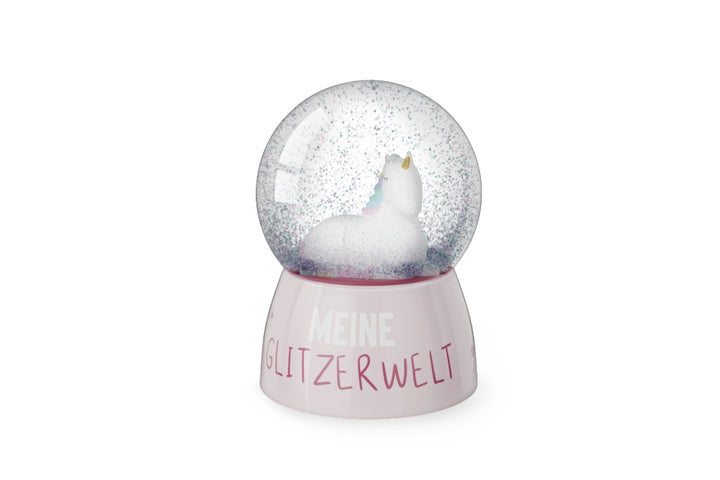 700331 Geschenk für Dich Glitzerkugel Einhorn Meine Glitzerwelt, Schneekugel Unicorn, 4027268335800