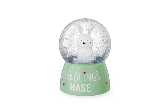700382 Geschenk für Dich Glitzerkugel Lieblings Hase, Schneekugel