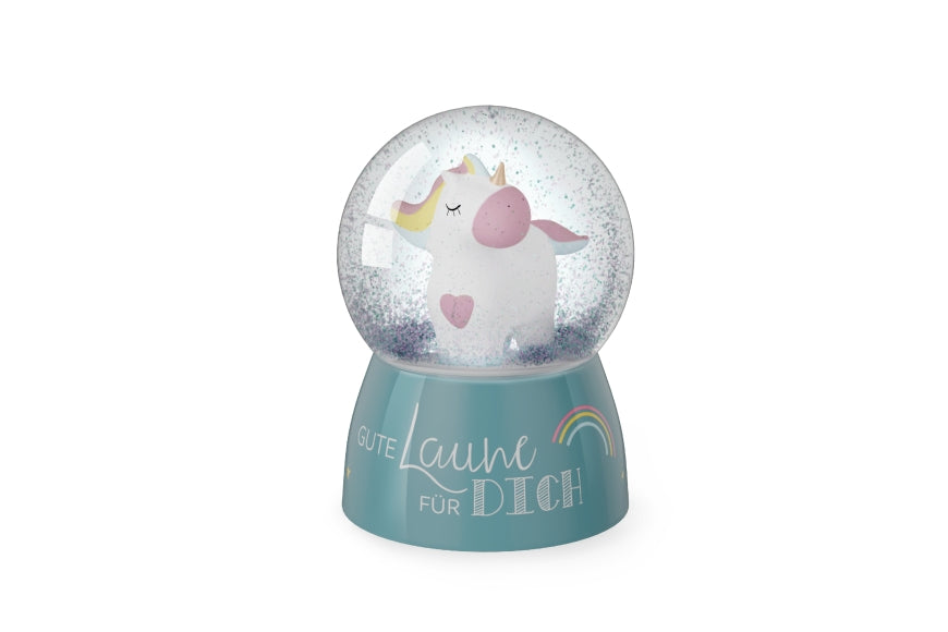 700582, Glitzerkugel Gute Laune für Dich mit Einhorn, Schneekugel Unicorn von Geschenk für Dich, 4027268335664