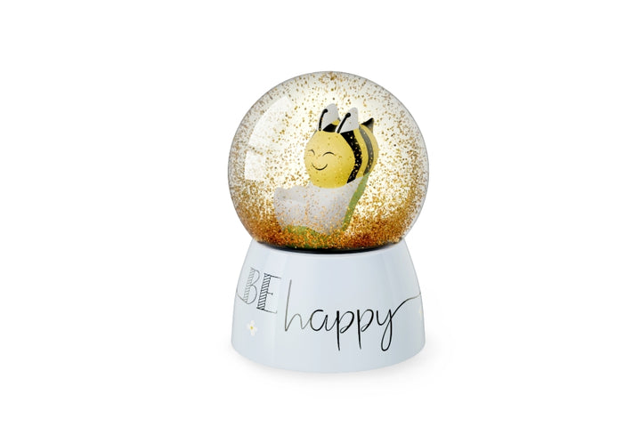 700589 Glitzerkugel Be Happy von Geschenk für Dich, Schneekugel mit Biene Hummel, 4027268335701