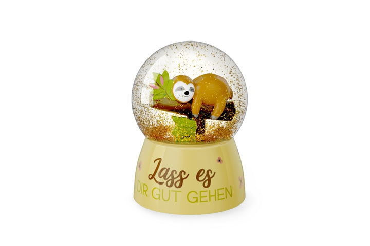 700677 Geschenk für Dich Glitzerkugel mit Faultier Lass es Dir gut gehen, Schneekugel, 4027268335688