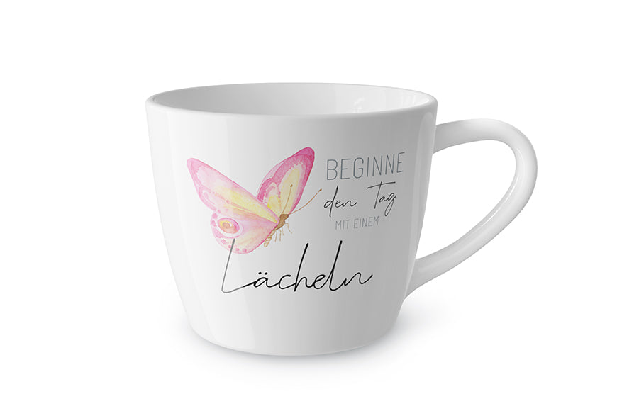 910664 Jumbobecher Teetasse, Becher mit Spruch Beginne den Tag mit einem Lächeln, 4027268313457, Geschenk für Dich