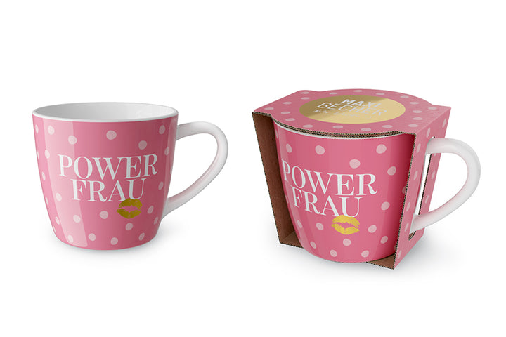 910712 Geschenk für Dich rosa Maxi Becher Tasse Power Frau Powerfrau