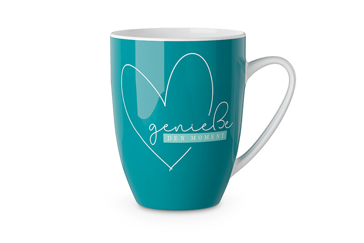 950352 Keramik Becher Tasse mit Spruch Genieße den Moment, 4027268278350