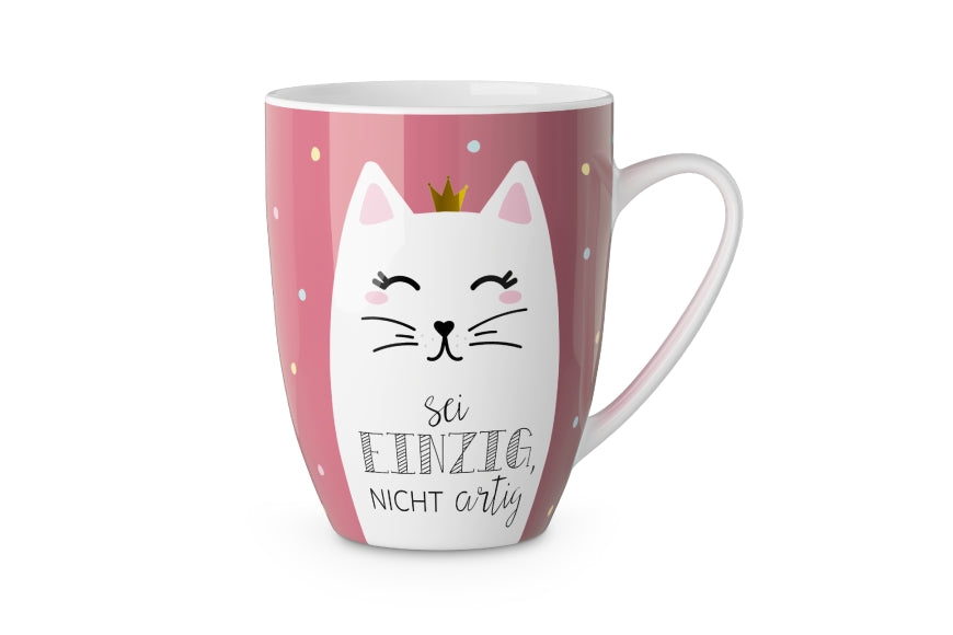 950581, Becher “Sei einzig, nicht artig” von Geschenk für Dich, Tasse mit Katze, 4027268335411