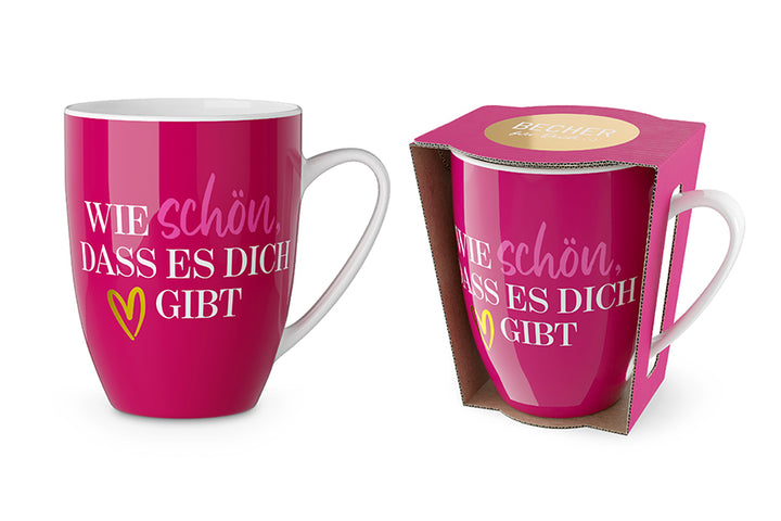 950713 Geschenk für Dich pinker Becher Tasse Wie schön, dass es Dich gibt