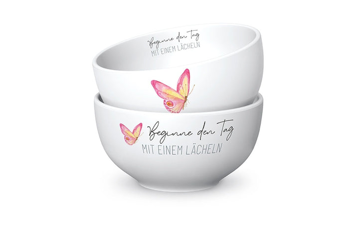 955664 Müslischale, Schale, Schälchen mit Spruch Beginne den Tag mit einem Lächeln, 4027268270521, Geschenk für Dich