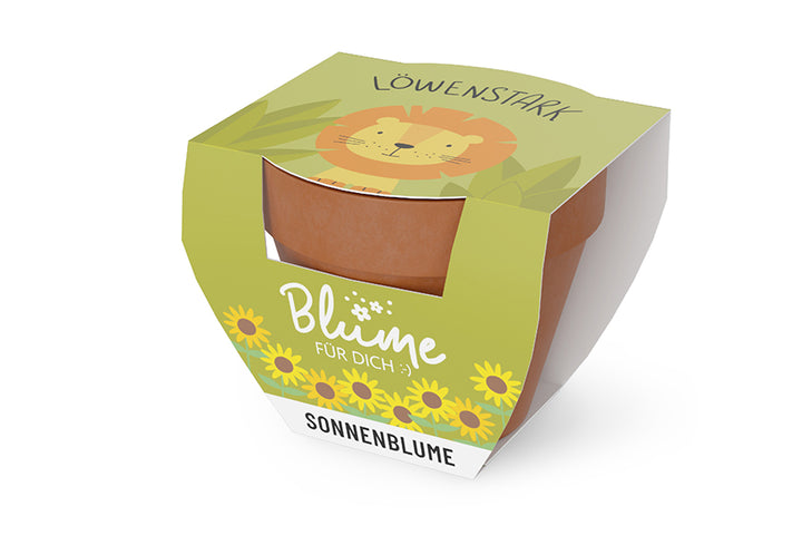 980334 Geschnek für Dich Sonnenblume im Topf, Löwe Löwenstark, Geschenkidee