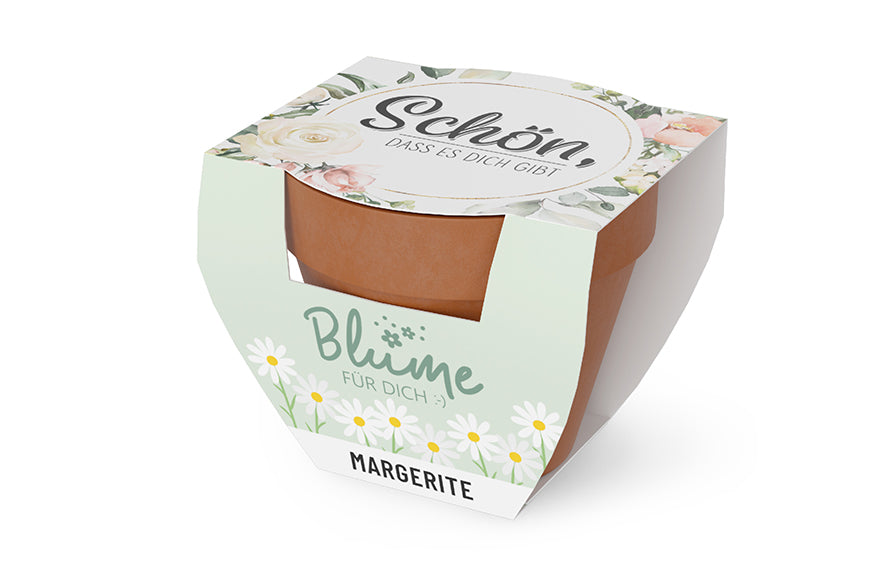 980661Geschnek für Dich Margerite im Topf, mit Aufschrift Schön, dass es Dich gibt, Geschenkidee